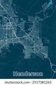 Henderson, Nevada, USA artistic blueprint map poster