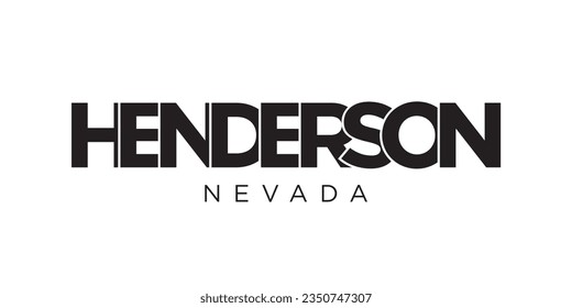 Henderson, Nevada, USA typography slogan design. America logo with graphic city lettering for print and web products.