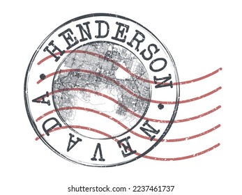 Henderson, NV, USA Stamp Map Postal. Silhouette Seal Roads and Streets. Passport Round Design. Vector Icon. Design Retro Travel National Symbol.