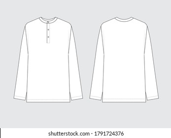 henley long sleeve shirt, flat pattern with vector illustration