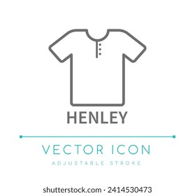 Henley Neck Tshirt Clothes Style Fashion Vector Line Icon