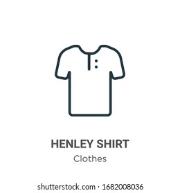 Henley shirt outline vector icon. Thin line black henley shirt icon, flat vector simple element illustration from editable clothes concept isolated stroke on white background