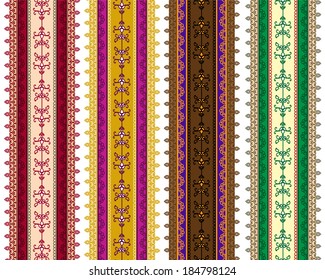 Henna Banner/ Border, Henna inspired Colorful Border - very elaborate and easily editable