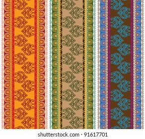 Henna Banner/ Border, Henna inspired Colourful Border  - very elaborate and easily editable