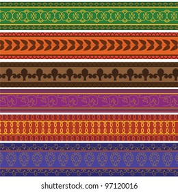 Henna Banner/ Border, Henna inspired Colourful Border - very elaborate and easily editable