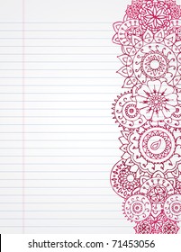 Henna border on lined paper.