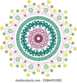 Henna colorful flower coloring mandala