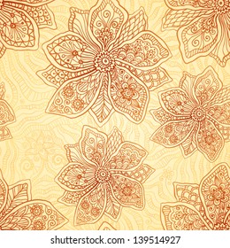 Henna colors ethnic style vector seamless pattern