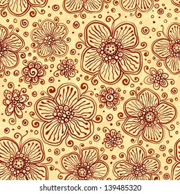Henna colors flourish seamless pattern in indian style