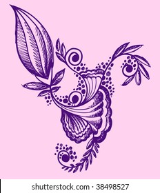 Henna doodle Flower design Vector