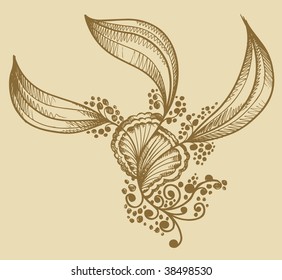 Henna doodle Flower design Vector
