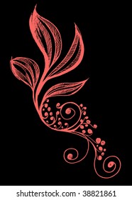Henna doodle Flower Leaves design Vector
