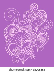 Henna doodle Heart design Vector