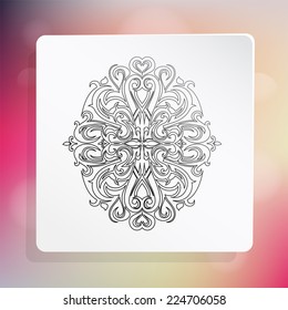 Henna drawing sketch illustration with kaleidoscopic effect. EPS-10