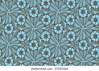 Henna flower seamless pattern. Ethnic boho Tattoo design. Vector tribal design background. Seamless ornament leaf. Fabric pattern. Ethnic carpet motif. Vintage lace. Wallpaper background.Textile print