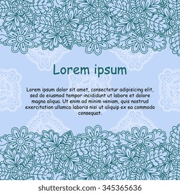 Henna Flowers Mehndi Design Element with Text Place for invitations and cards