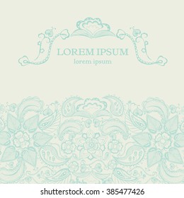 Henna Flowers Mehndi Design Vector Element with Text Place for invitations and cards. Vector illustration