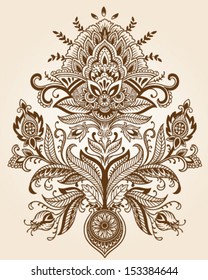 Henna Lace Paisley Flower Vector