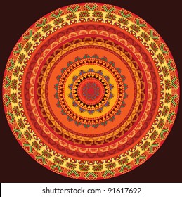 Henna Mandala, Henna inspired Colourful Mandala - very elaborate and easily editable