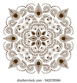 Henna mandala. Vintage decorative elements. Oriental pattern, vector illustration. Islam, Arabic, Indian, turkish, pakistan, chinese, ottoman motifs
