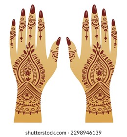 Henna Mehendi Hands Patterns Illustration Traditional Arts Vector