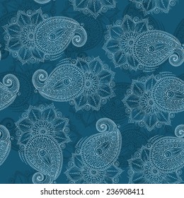 Henna Mehendi Tattoo Doodles Seamless Pattern  