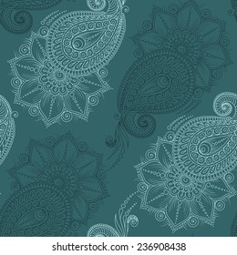 Henna Mehendi Tattoo Doodles Seamless Pattern  