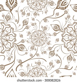 henna mehendi tattoo seamless pattern on a white background