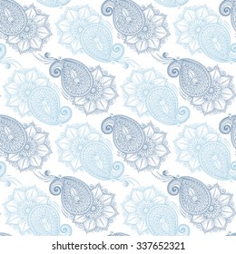 Henna Mehendy Tattoo Doodles Seamless Pattern. Floral retro background pattern in vector. Henna paisley mehndi doodles design. 