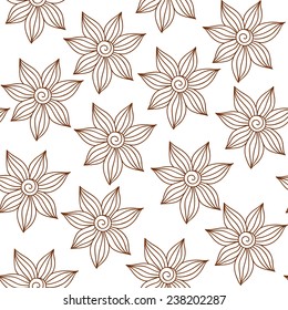 Henna MehendyTattoo Doodles Seamless Pattern on a white  background