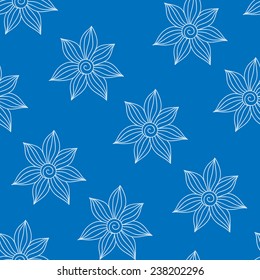Henna MehendyTattoo Doodles Seamless Pattern on a blue background