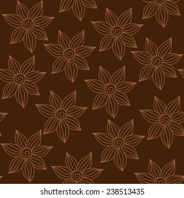 Henna MehendyTattoo Doodles Seamless Pattern on a brown background
