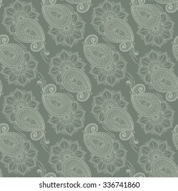 Henna MehendyTattoo Doodles Seamless Pattern. Floral retro background pattern in vector. Henna paisley mehndi doodles design. 