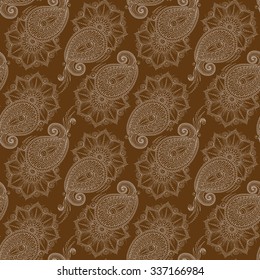 Henna MehendyTattoo Doodles Seamless Pattern. Floral retro background pattern in vector. Henna paisley mehndi doodles design. 