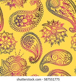 Henna mehndi flower template vector seamless pattern