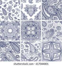 Henna mehndi flower template vector seamless pattern illustration