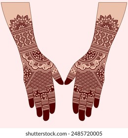 Henna mehndi mehendi mahendi design on two hands indian arabic asian culture vector illustration EPS