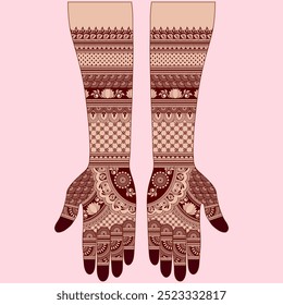 Henna mehndi mehendi mahendi diseño en dos manos árabe indio asiático cultura Ilustración vectorial EPS