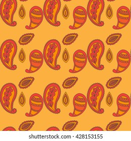 Henna mehndi tattoo doodle seamless pattern background, Design Element for decoration invitations and cards, floral  Paisley ornament