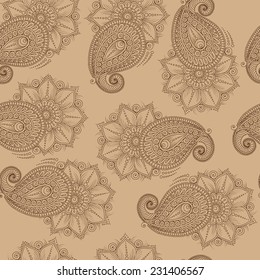 Henna Mehndi Tattoo Doodles Seamless Pattern