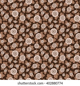 Henna Mehndi Tattoo Doodles Seamless Pattern . Flowers Illustration Design Elements