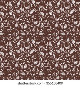 Henna Mehndi Tattoo Flowers Doodles Seamless Pattern. Paisley Flowers Illustration Design Elements