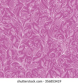 Henna Mehndi Tattoo Flowers Doodles Seamless Pattern. Paisley Flowers Illustration Design Elements