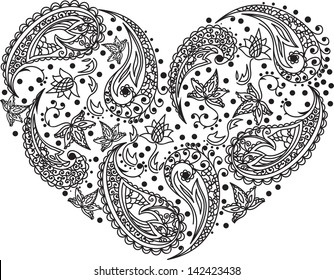  Henna Menhdi Paisley Heart  Design