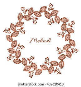 Henna ornamental circle border. Mehndi style.
Floral one-color borders. Smartly layered.