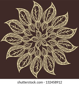 henna ornate circle abstract flower