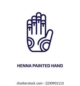 henna painted hand icon from religion collection. Thin linear henna painted hand, insecticide, paint outline icon isolated on white background. Line vector henna painted hand sign, symbol for web and 