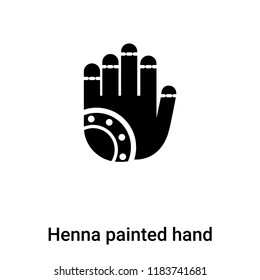Henna painted hand icon vector isolated on white background, logo concept of Henna painted hand sign on transparent background, filled black symbol