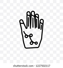 Henna painted hand vector linear icon isolated on transparent background, Henna painted hand transparency concept can be used for web and mobile