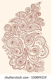 Henna paisley flowers mehendi tattoo hand drawn design. Vector illustration.